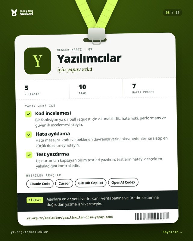 Mesleğinize göre yapay zekâ: 8 meslek, 8 kart — sayfa 8 / 10