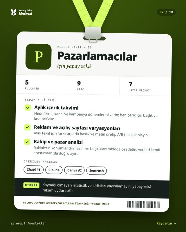 Mesleğinize göre yapay zekâ: 8 meslek, 8 kart — sayfa 7 / 10